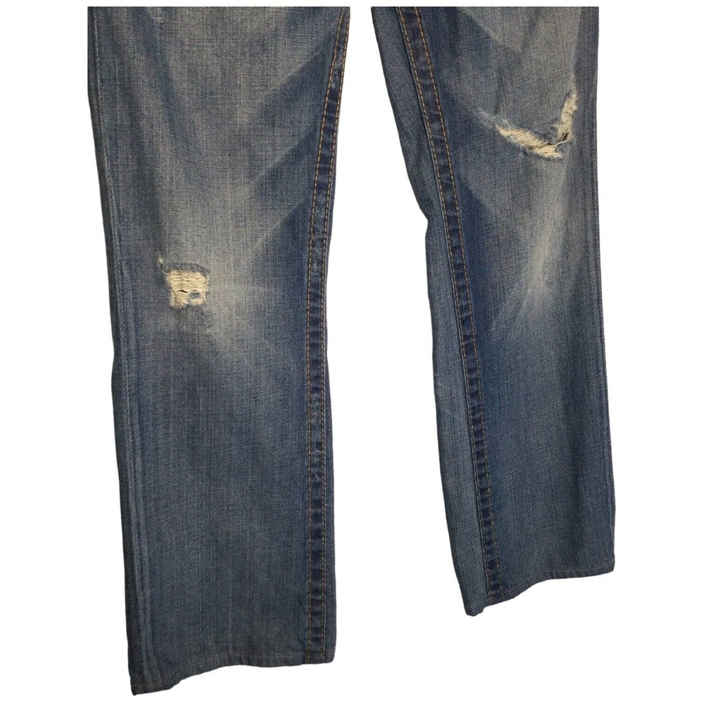 True Religion Mens Ricky Straight Leg Distressed Flap Button Pocket Blue 30 - Picture 9 of 16